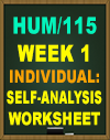 HUM/115 Week 1 Self-Analysis Worksheet